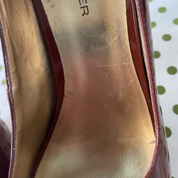 Marc Fisher Platform Peep Toe Heel Brown Patent Leather Dress Shoe Size 6.5 - Picture 13 of 13